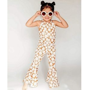 TODDLER BELL BOTTOMS RETRO COSTUME - size 2T flower power jumpsuit “TWO GROOVY”